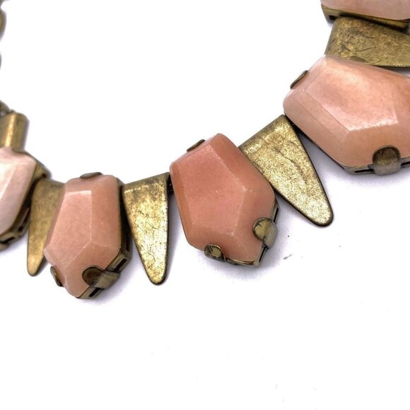 J.crew Necklace Gold Tone Triangles Statement Spring Ring Closure Adjustable - Picture 2 of 3